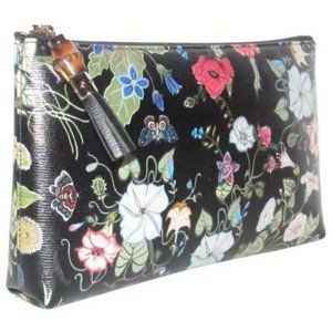 Gucci Black Blue Pink Green Flowers Floral Print, 'Busta Grande Style'